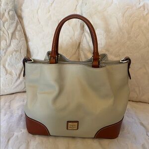 Dooney & Bourke Brenna Cream and Brown Leather Satchel